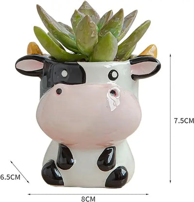Cute Nordic Style Ceramic Animal Flower Pot Cartoon Zebra Sheep Cow Head Mini Pot Succulents Plants Bonsai Pots Home Decoration