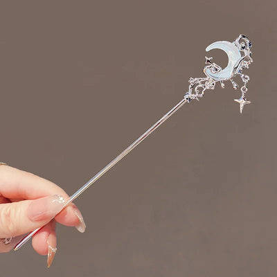 Romantic Chinese Style Women's Hair Accessories Sweet Stars Moon Gemstones Suitable for Daily Parties Fashionable Hair Needles