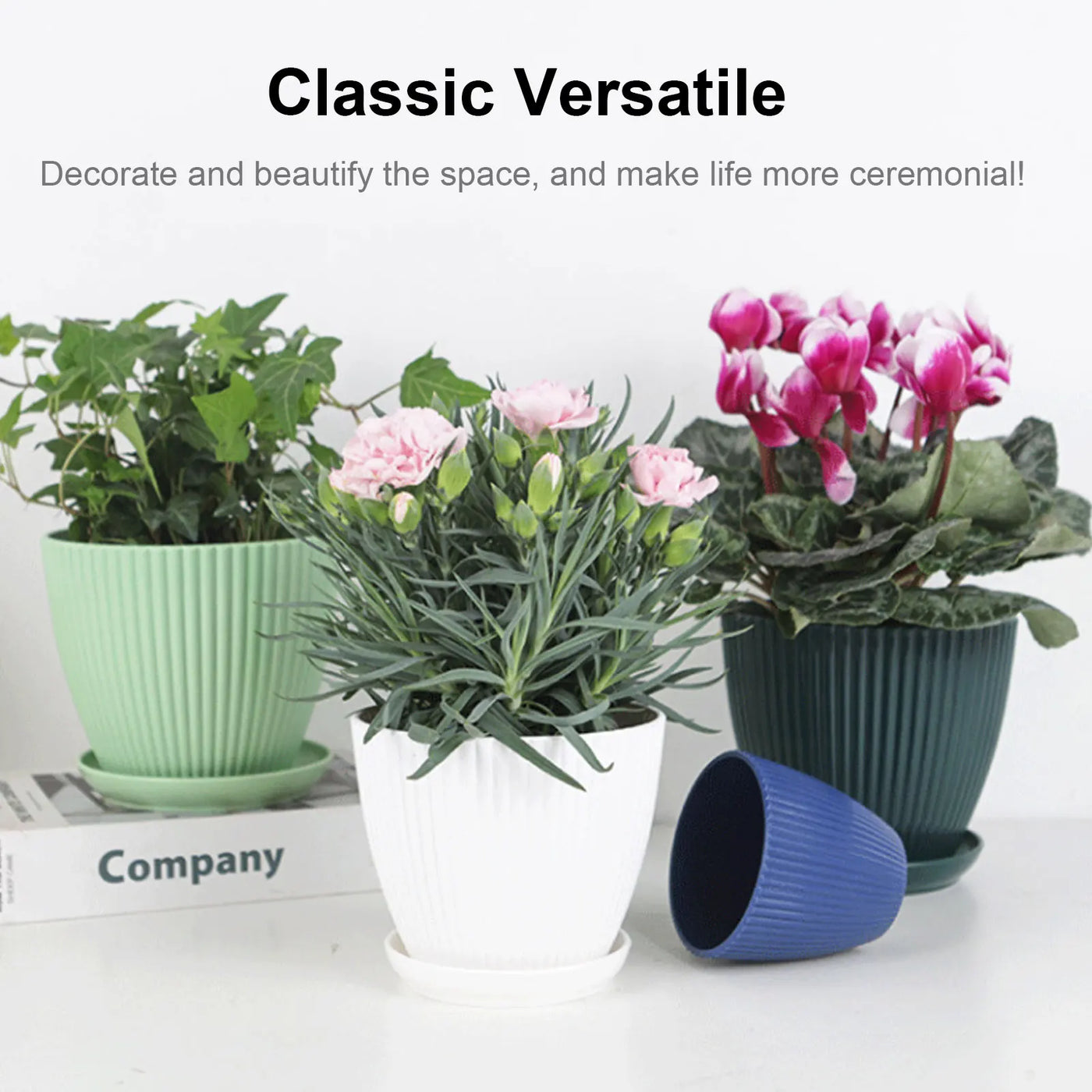 Home Garden Pots with Tray Planters Flower Plant Pots Multi Color Flower Seedling Nursery Pots with Tray for Outdoor Indoor FU