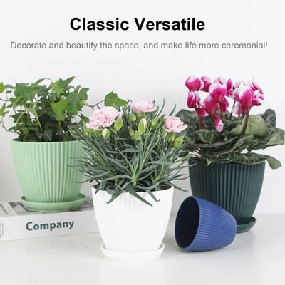 Home Garden Pots with Tray Planters Flower Plant Pots Multi Color Flower Seedling Nursery Pots with Tray for Outdoor Indoor FU