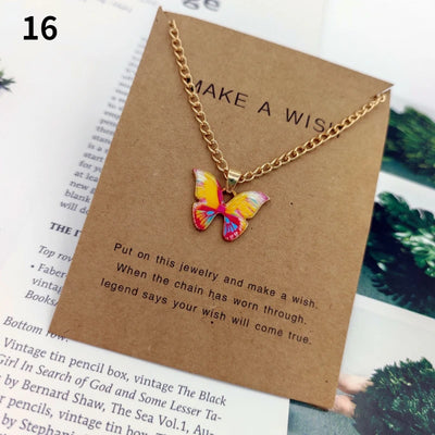 Fashion Butterfly Pendant Necklaces for Women Sweet Simple Multicolor Insect Clavicle Chain Necklace Party Jewelry Accessories