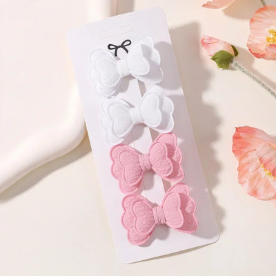 4Pcs/set Butterfly Hair Clip Set for Girls Double Layered Bow Cute Bangs Hair Pin Cotton Safe Kids Baby Hair Accessories Set