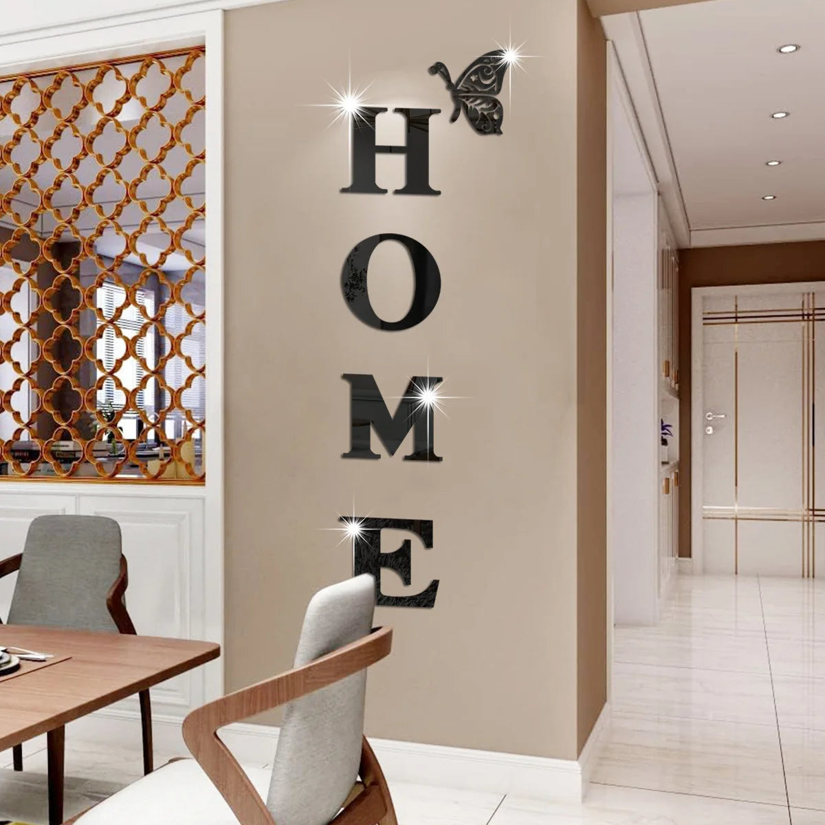 New Butterfly Home English Letter Wall Stickers  Mirrors Acrylic Self Adhesive Detachable Wall Stickers Modern Home Decoration