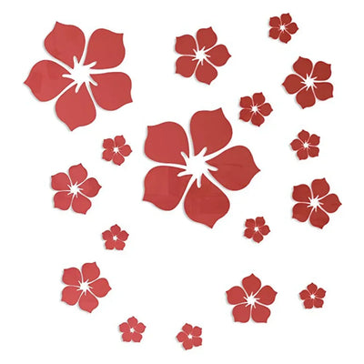 18Pcs 3D Acrylic Flower Mirror Wall Stickers Self Adhesive Art Flower Sticker Decals For Home Bedroom Living Room Decor