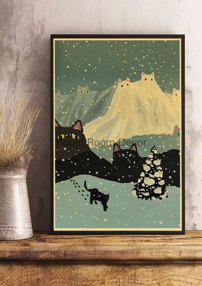 Fun And Cute Lover Cat Paper Poster Graffiti Picture Retro Personality Paper Wall Sticker Retro Bar Cafe Home Room Gift Decor