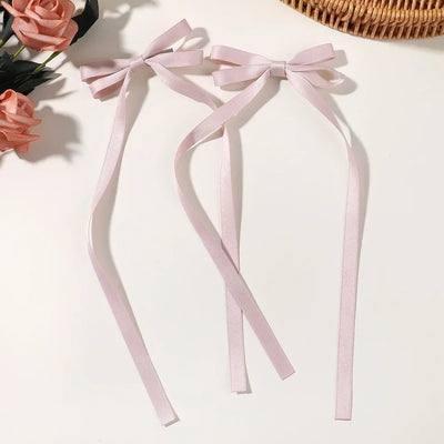 2pcs 2025 New Cute Ribbon Bow Headband Long Tassel Hair Clip Women's Hair Accessories Girls Party Headwear Side Clips Wholesale