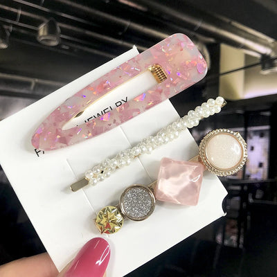 New Fashion 3/4pcs Set Pearl Hair Clip For Women Korean Hairpin Geometric Crystal Hair Barrettes Girl Hair Accessories Hairgrip