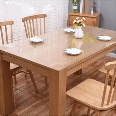 Soft Glass Tablecloth Transparent PVC Table Cloth Waterproof Oil Proof Kitchen Dining Rectangular Table Cover Matte Clear
