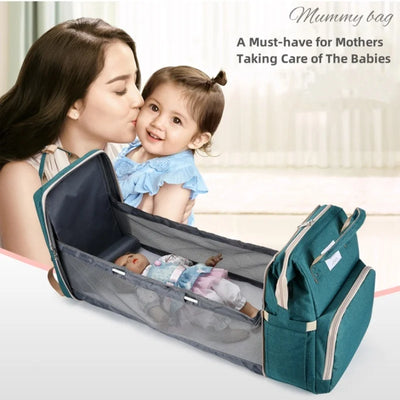 Large Capacity Foldable Crib Bag Portable Mummy Backpack Upgraded Version of Mummy Bag Multifunctional Outdoor Folding Mummy Bag