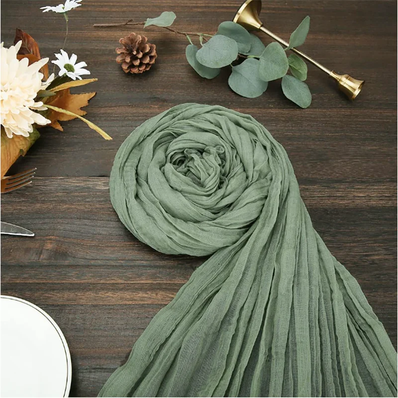 Semi-Sheer Table Runner Vintage Cheesecloth Gauze Table Setting  Wedding Dining Party Christmas Banquets Arches Cake Decortion