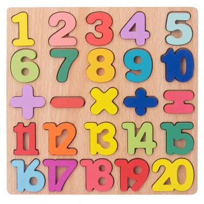 Montessori Wooden Puzzle 3D Alphabet Letters Number Matching Game Baby Kids Toys Education Learning Toy for Children 2 to 4 Year