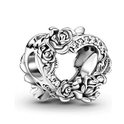 2024 New 925 Silver Plated Diamond Heart Bell Loose Charm Beads For Pandora DIY Bracelet Necklace Jewelry Accessories Gifts