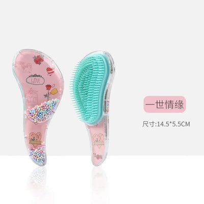 1 Pc New Cute Hair dressing Comb for Kids Anti-knot Massage Flowing Bead Hair Brush Children Girls Dress Up Makeups Toy Gifts