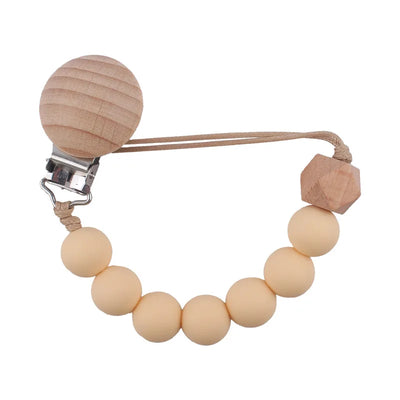 New Baby Products Made of Beech Wood Pacifier Clip To Soothe Silicone Bite Grind Teeth Angle Pacifier Chain Baby Toys Bebes