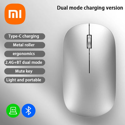 Xiaomi Bluetooth Wireless Mute Mouse Dual Mode Dpi Adjustable 2.4g Type C Rechargeable Silent Ergonomic Portable Office Mouse