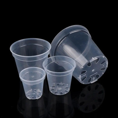 1PC DIY Planter Pot Transparent Plastic Round Starting Pot Anti-Deformation Large Capacity Orchid Nursery Container Garden