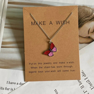 Fashion Romantic Butterfly Necklace for Women Girl Blue White Orange Color Animial Design Choker Neck