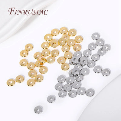 3mm-6mm Flat Spacer Beads 18K Gold Plated Brass Metal Beads Separators For Bracelets Accessories DIY Jewelry Making Supplies