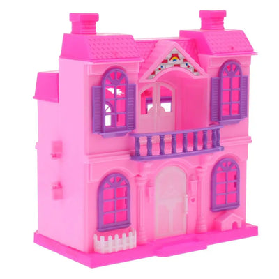 2 Storey Doll Mini Villa Dream House for Barbie Doll Kids Pretend Play Toy Random Color