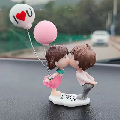 2PCS CUTE COUPLE CAR ORNAMENTS – KISSING BALLOON LOVERS DASHBOARD DECORATION & AUTO INTERIOR ACCESSORIES