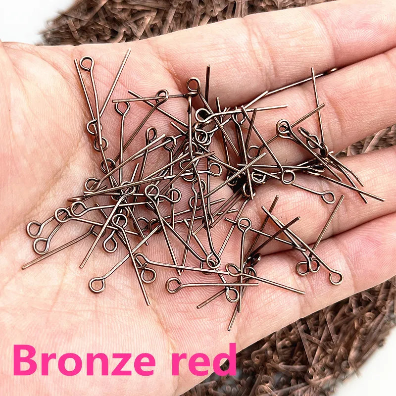 New 16 18 20 22 24 26 28 30 32mm Eye Head Pins Classic 6 Colors Plated Eye Pins for Jewelry Findings Making DIY Accessories