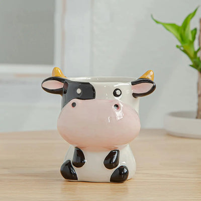 Cute Nordic Style Ceramic Animal Flower Pot Cartoon Zebra Sheep Cow Head Mini Pot Succulents Plants Bonsai Pots Home Decoration