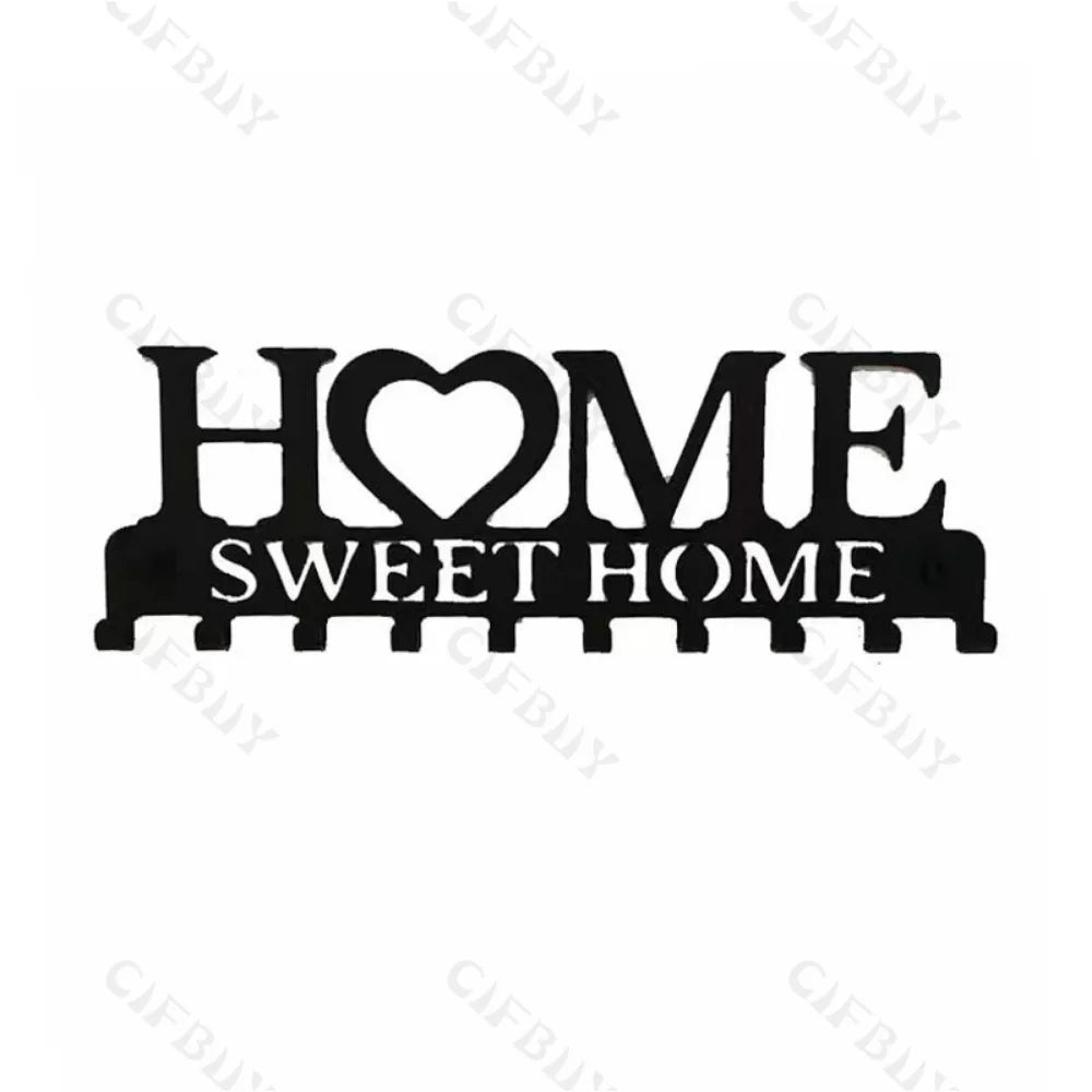1pc Metal Key Holder Hooks Wall Hanging Wall-mounted Coat Rack Sweet Home Wall Hanger Iron Art Decor For Front Door Kitchen