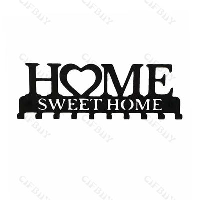 1pc Metal Key Holder Hooks Wall Hanging Wall-mounted Coat Rack Sweet Home Wall Hanger Iron Art Decor For Front Door Kitchen