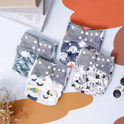 4PCS/SET WASHABLE REUSABLE BABY CLOTH DIAPERS ADJUSTABLE BABY NAPPY FOR 3-15KG BABY
