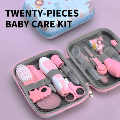 8/20pcs Baby Care EVA Bag Eight-piece Set Baby Nasal Aspirator Nail Scissors Cartoon Set Daily Cleaning Supplies Care Bag