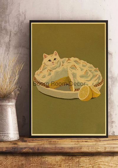 Fun And Cute Lover Cat Paper Poster Graffiti Picture Retro Personality Paper Wall Sticker Retro Bar Cafe Home Room Gift Decor