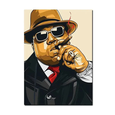 Notorious BIG Biggie Smalls Smoking Poster Canvas Print Wall Art Famous Hip Hop Singer Painting Pictures Music Fans Home Decor