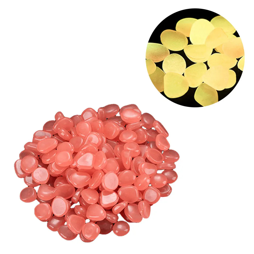 100PCS Solar Luminous Stone Fish Tank Pebble Multifunction Glow In The Dark Pebble Glowing Stone Rock Reusable Garden Decoration