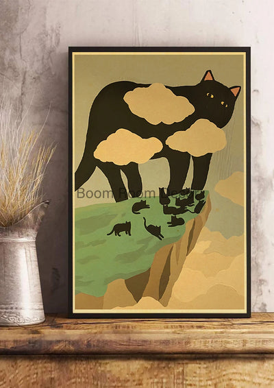 Fun And Cute Lover Cat Paper Poster Graffiti Picture Retro Personality Paper Wall Sticker Retro Bar Cafe Home Room Gift Decor