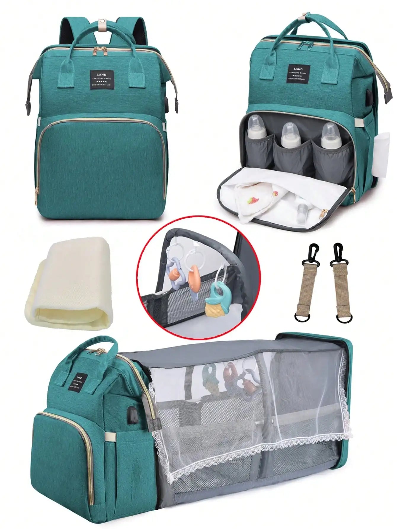 1pc Baby Diaper Bag Backpack with Changing Station, Multifunction Portable Waterproof Large CapacityTravel Baby Bags for Mom