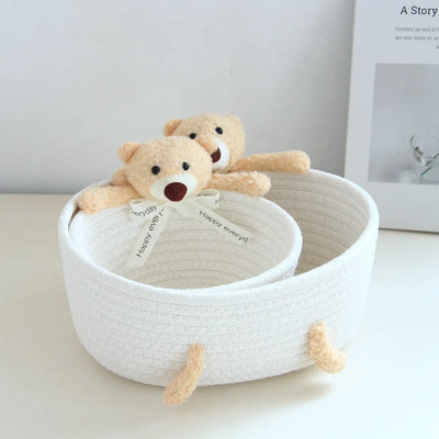 cartoon style weave sundries Storage Baskets household cosmetic hairpin Organize deposit container child toy classification case