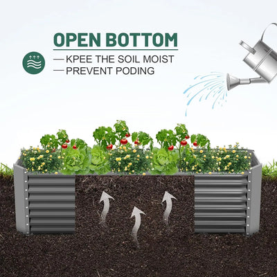 8×4×2 ft Galvanized Raised Garden Bed Kit, Galvanized Planter Raised Garden Boxes Outdoor, Large Metal Raised Garden Beds
