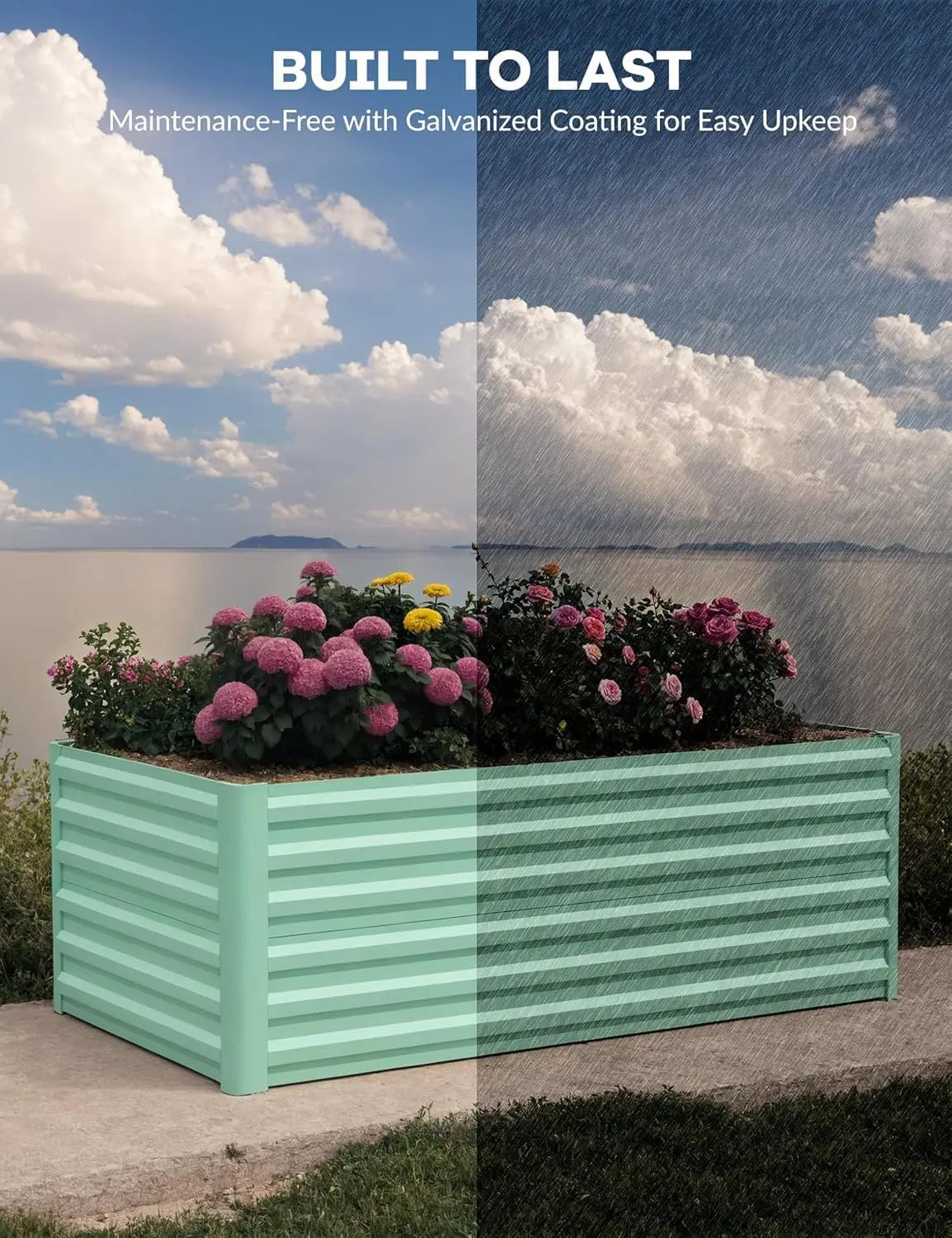 8x4x2ft Galvanized Raised Garden Bed Deep Root Planter Box for Vegetables Flowers Herbs-Large Metal Raised Garden Bed Kit