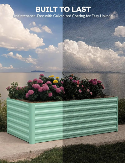8x4x2ft Galvanized Raised Garden Bed Deep Root Planter Box for Vegetables Flowers Herbs-Large Metal Raised Garden Bed Kit