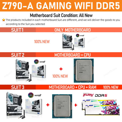 ASUS ROG STRIX Z790 A GAMING WIFI White Motherboard DDR5 LGA 1700 Kit i9 13900K With Renegade 6000MHz 32GB Memory Set PC DIY New