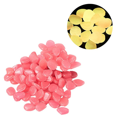 100PCS Solar Luminous Stone Fish Tank Pebble Multifunction Glow In The Dark Pebble Glowing Stone Rock Reusable Garden Decoration