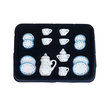 9type 1Set 1/12 Dollhouse Miniature Accessories Mini Ceramic Tea Set Simulation Kettle Plate Cup Model Toy Doll House Decoration