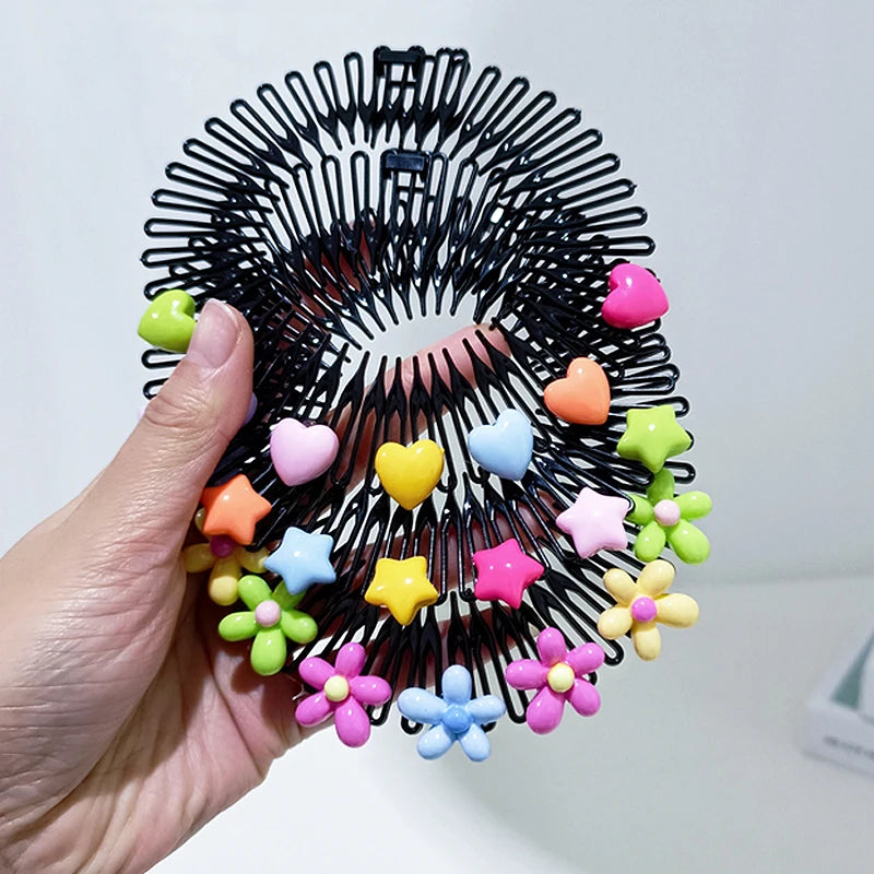 3Pcs Children Y2k Star Colorful Hair Comb Broken Headband Hair Clips Bunny Heart Cute Headdress Princess Girls Hair Accessories