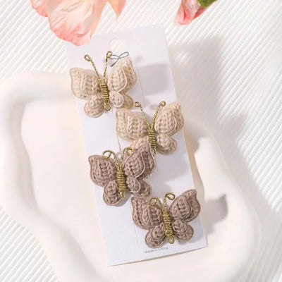 4Pcs/set Butterfly Hair Clip Set for Girls Double Layered Bow Cute Bangs Hair Pin Cotton Safe Kids Baby Hair Accessories Set