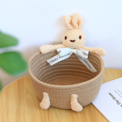 cartoon style weave sundries Storage Baskets household cosmetic hairpin Organize deposit container child toy classification case