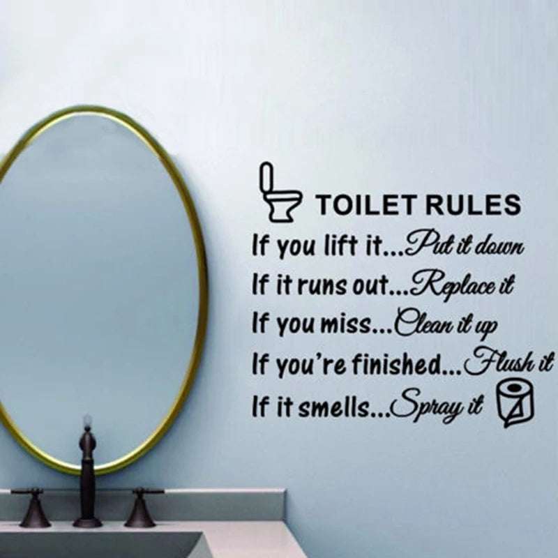 Toilet Rules Bathroom Removable Wall Sticker Vinyl Art Decals DIY Home Deco
