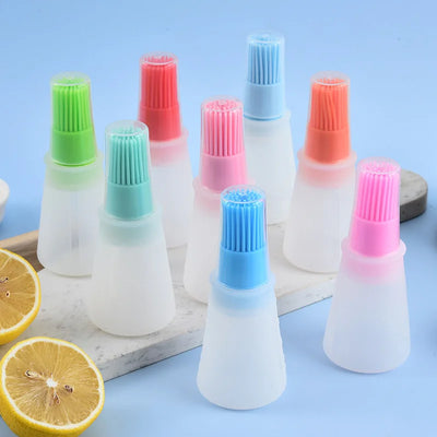 1PC Silicone Oil Bottle Brush Oil Dispenser Bottle With Barbecue Brush Portable Outdoor BBQ Accessories Kitchen Baking Gadgets