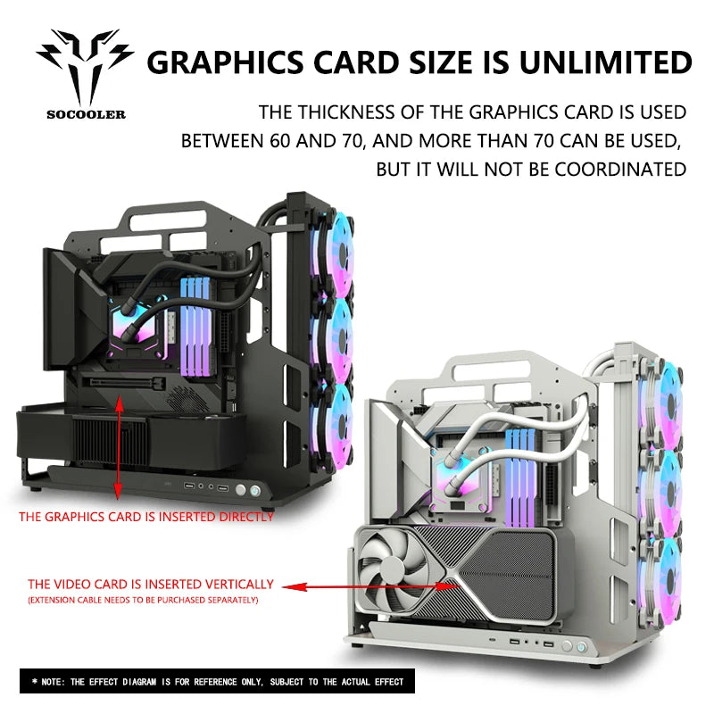 Socooler Diy Gaming Computer EATX Computer Case Pc Case Open Frame  Gaming Computer Case for ATX M-ATX  Case Aviation Aluminum