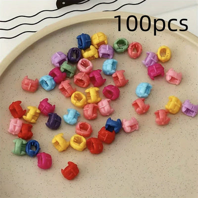 100pcs Small Clips Colorful Hair Clip For Hair Styling Braid Hair, Sweet Cute Hair Accessories