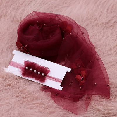 2PCS/SET NEWBORN PHOTO PROPS SOFT CHIFFON LACE FLORAL PEARLS MESH GAUZE INFANT PHOTOGRAPHY BACKDROP ACCESSORIES
